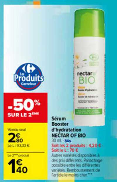 sérum booster d'hydratation nectar of bio