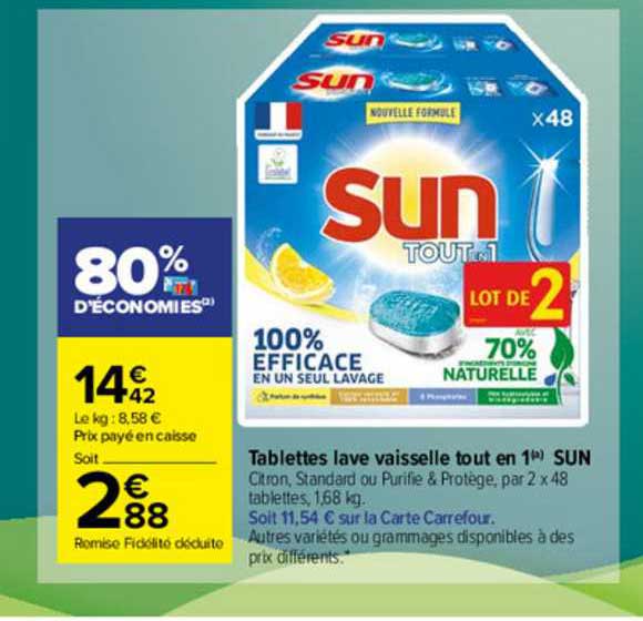 Tablettes Lave Vaisselle Tout En 1 Sun