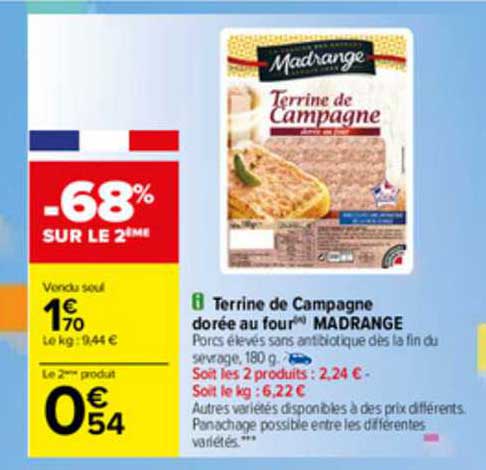 terrine de campagne dorée au four madrange