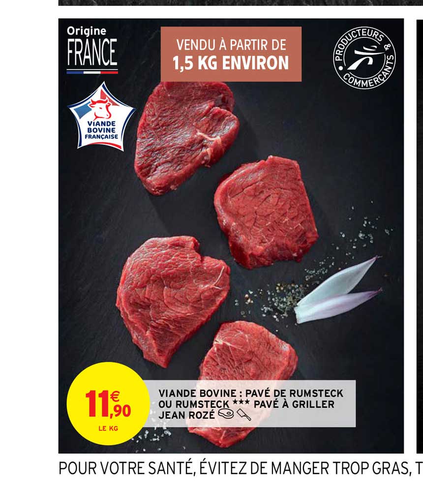 viande bovine : pavé de rumsteck ou rumsteck *** pavé à griller jean rozé