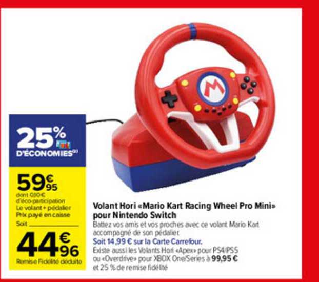 volant hori «mario kart racing wheel pro mini» pour nintendo switch