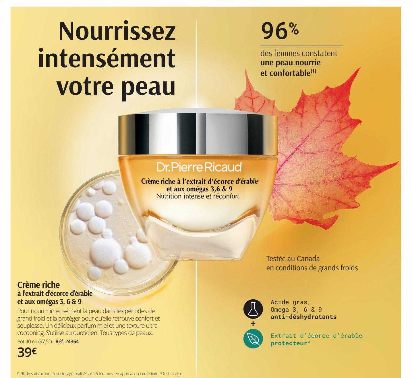 crème riche à l'extrait d'écorce d'érable et aux omégas 3, 6 & 9