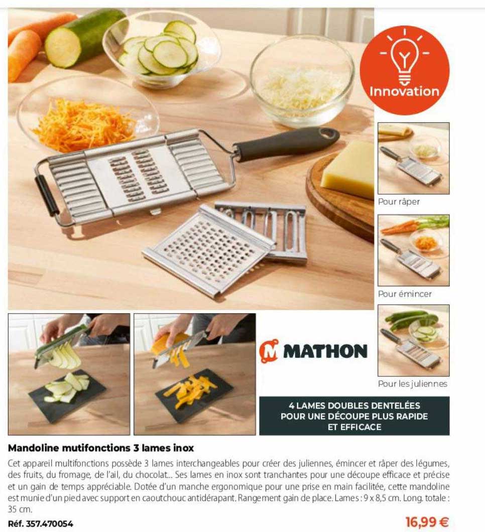 Mandoline Multifonctions 3 Lames Inox Mathon