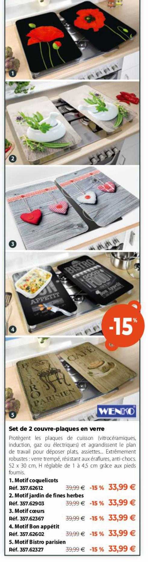 Set De 2 Couvre-plaques En Verre Wenko