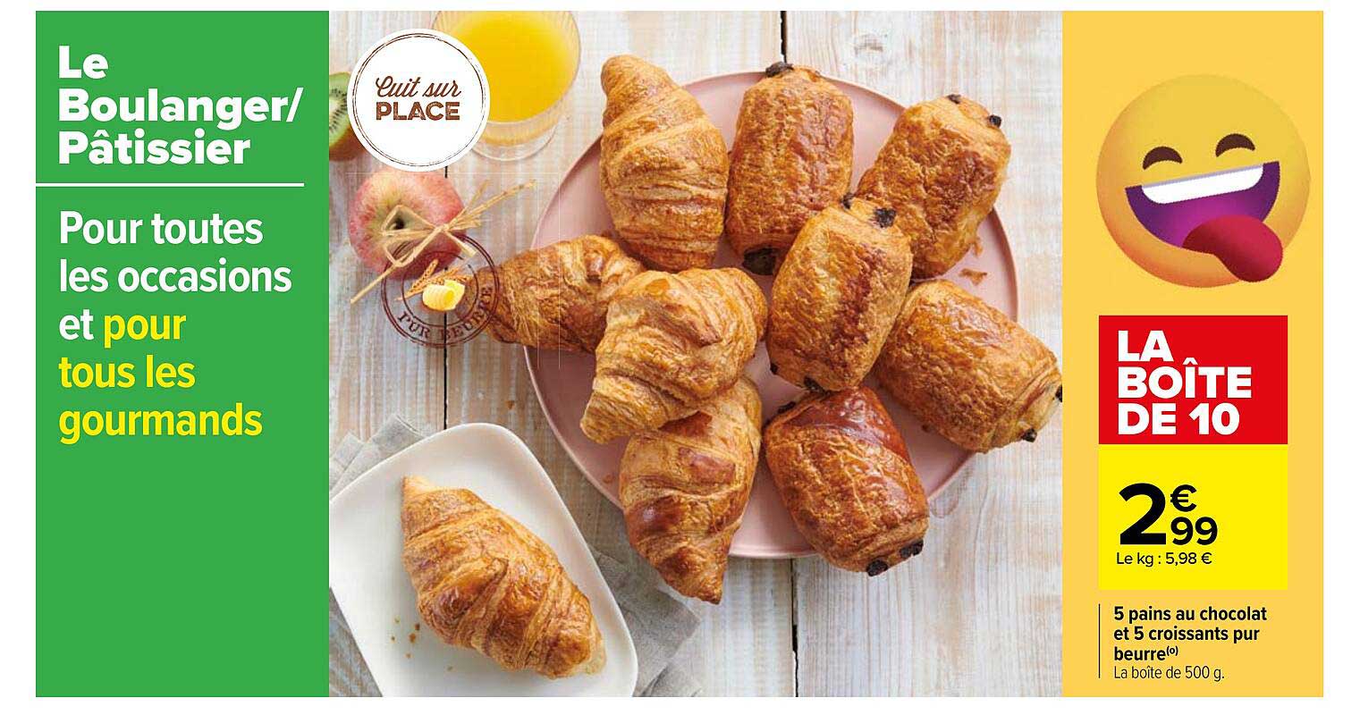 5 Pains Au Chocolat Et 5 Croissants Pur Beurre