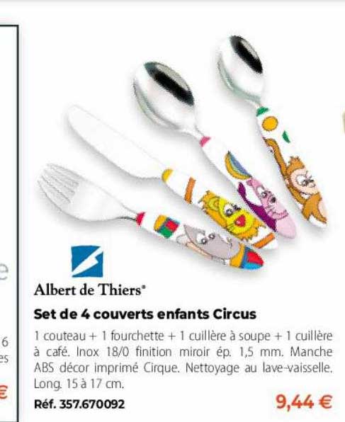 albert de thiers set de 4 couverts enfants circus