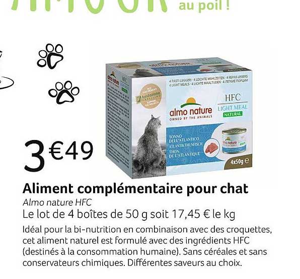 aliment complémentaire pour chat almo nature hfc