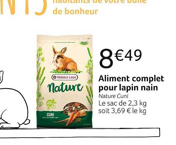 aliment complet pour lapin nain nature cuni