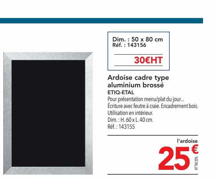 ardoise cadre type aluminium brossé etiq-etal