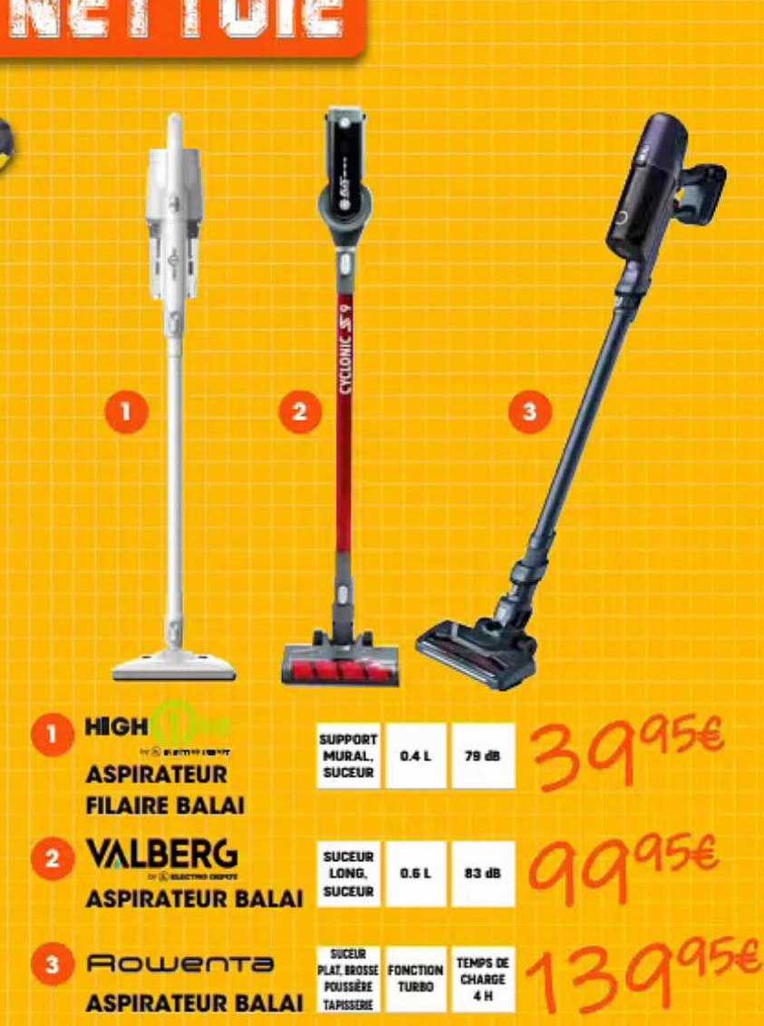 aspirateur filaire balai high, aspirateur balai valberg, aspirateur balai rowenta
