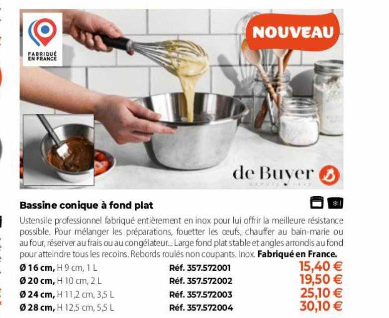 bassine conique à fond plat de buyer