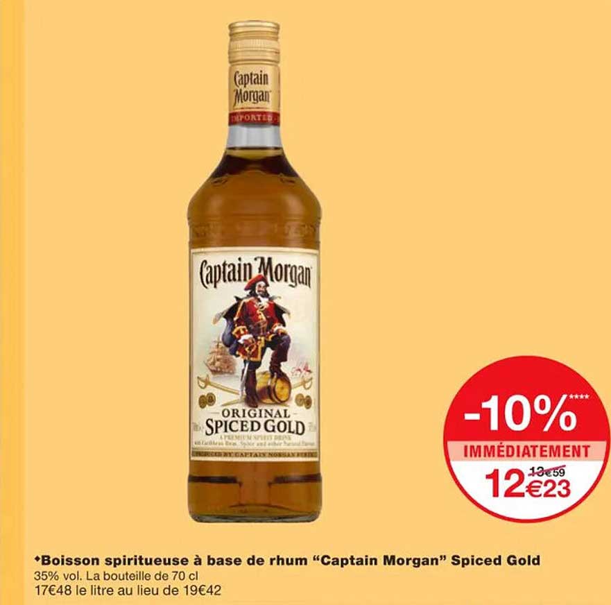 boisson spiritueuse à base de rhum "captain morgan" spiced gold