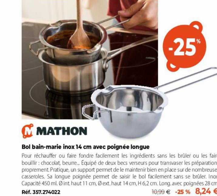 bol bain-marie inox 14 cm avec poignée longue mathon