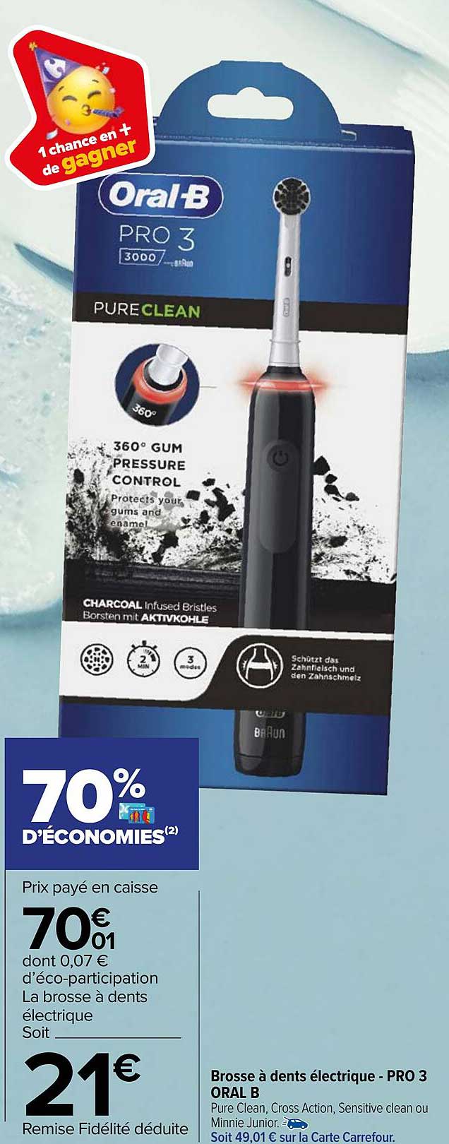 brosse à dents électrique - pro 3 oral b