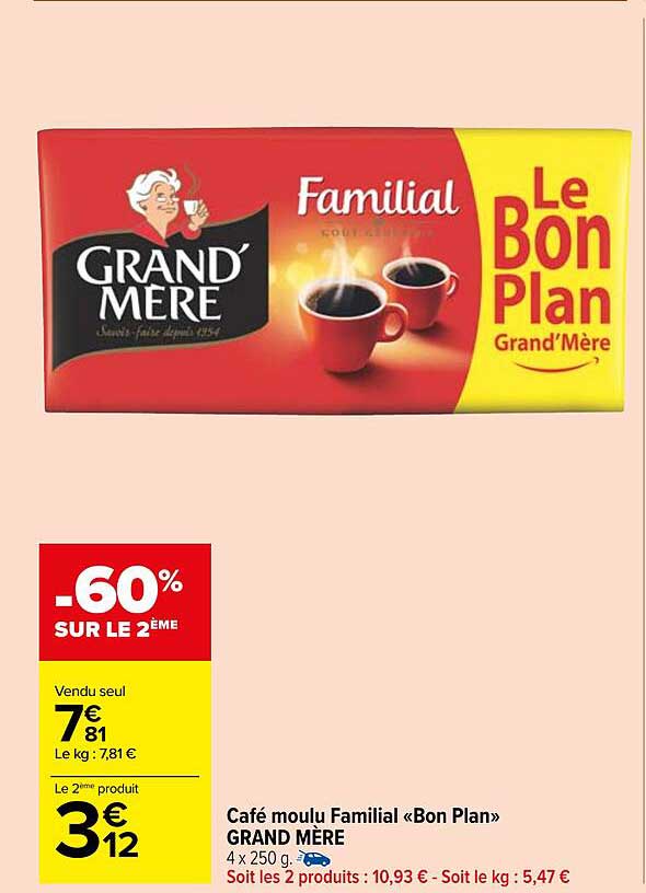 café moulu familial «bon plan» grand mère