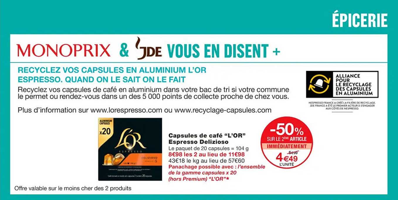 Capsules De Café "l'or" Espresso Delizioso