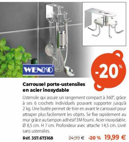 carrousel porte-ustensiles en acier inoxydable wenko