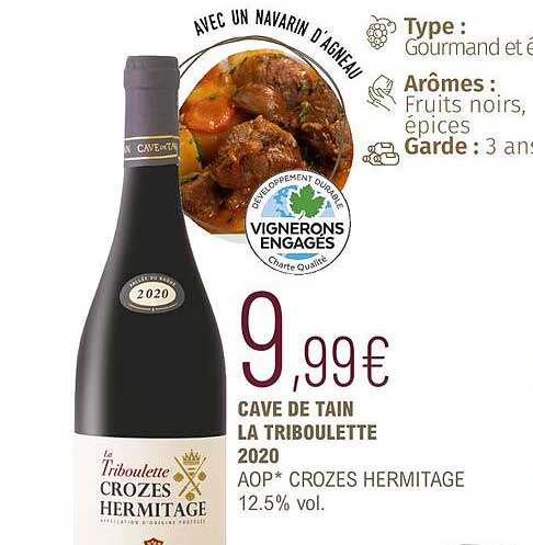 cave de tain la triboulette 2020 aop crozes hermitage 12.5% vol.