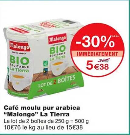 céfé moulu pur arabica "malongo" la tierra