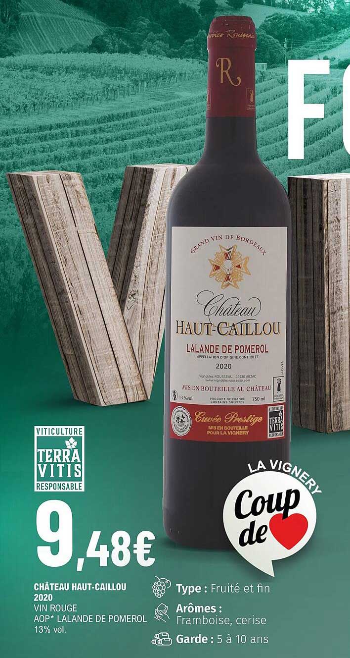 château haut-caillou 2020 vin rouge aop lalande de pomerol 13% vol.