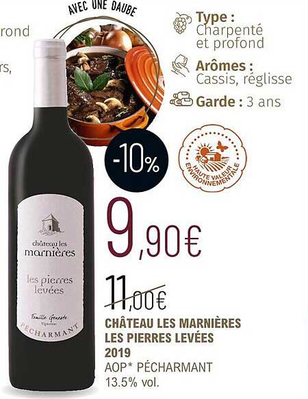 château les marnières les pierres levées 2019 aop pécharmant 13.5% vol