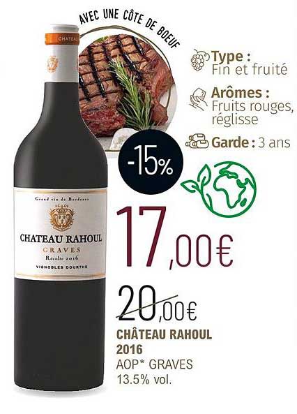 château rahoul 2016 aop graves 13.5%