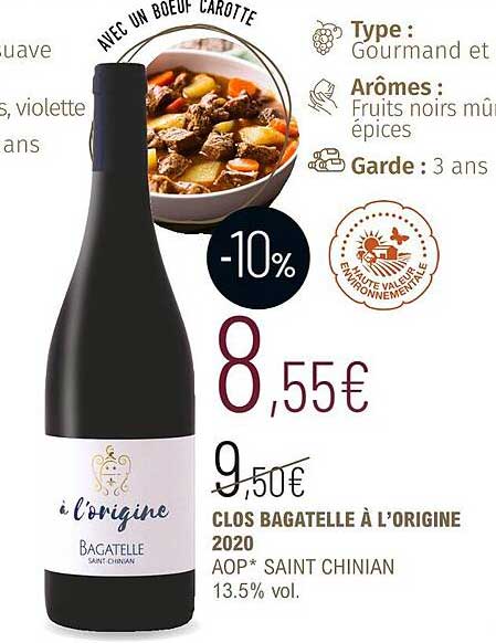 clos bagatelle à l'origine 2020 aop saint chinian 13.5% vol.