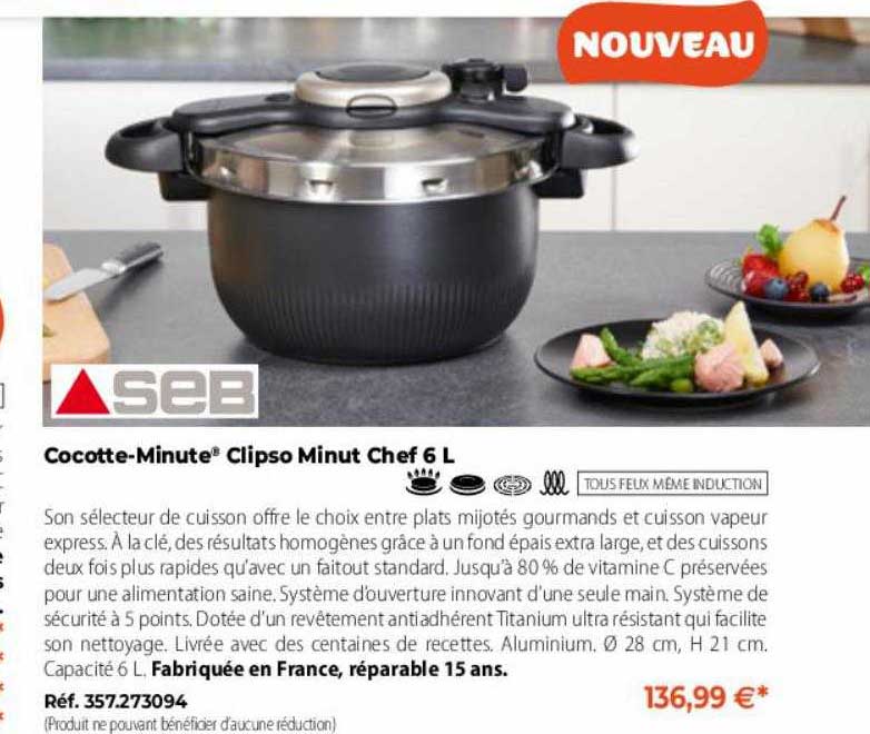 cocotte-minute clipso minut chef 6l seb