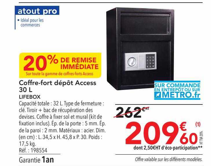 coffre-fort dépôt access 30l lifebox