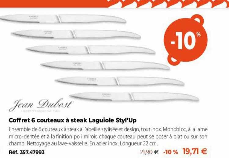 coffret 6 couteaux à steak laguiole styl'up jean dubost