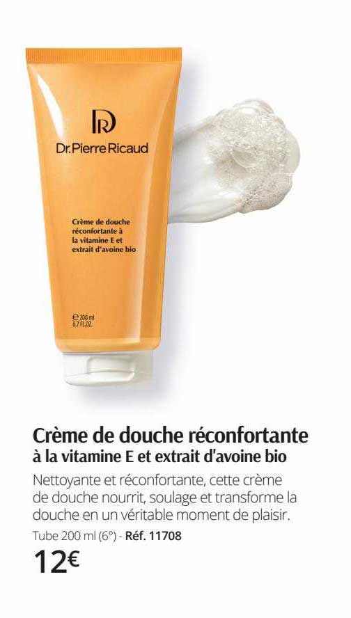 Crème De Douche Réconfortante à La Vitamine E Et Extrait D'avoine Bio