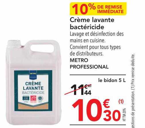 crème lavante bactéricide metro professional