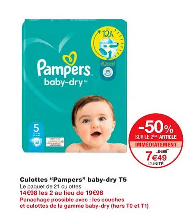 Culottes "pampers" Baby-dry T5