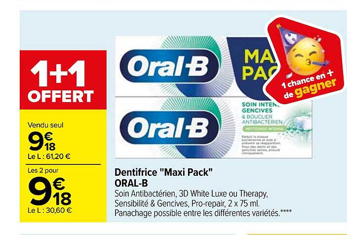 dentifrice "maxi pack" oral-b