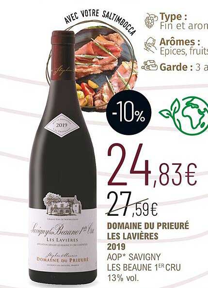 domaine du prieuré les lavières 2019 aop savigny les beaune 1er cru 13% vol.