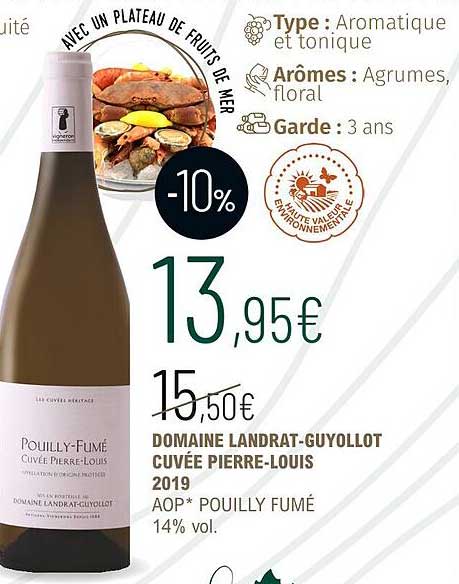 domaine landrat-guyollot cuvée pierre-louis 2019 aop pouilly fumé 14%