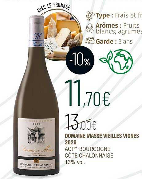 domaine masse veilles vignes 2020 aop bourgogne côtes chalonnaise 13% vol.