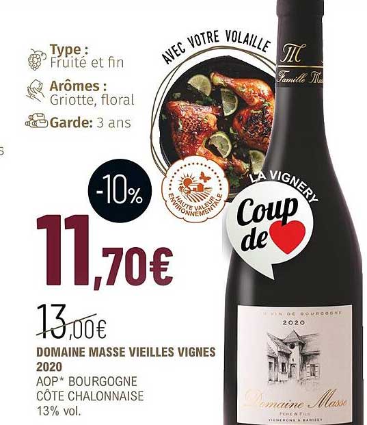 domaine masse vieilles vignes 2020 aop bourgogne côtes chalonnaise 13% vol.