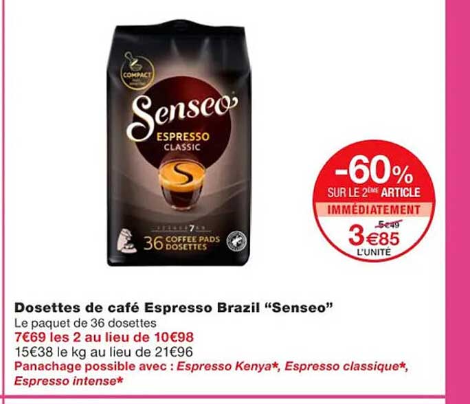 dosettes de café espresso brazil "senseo"