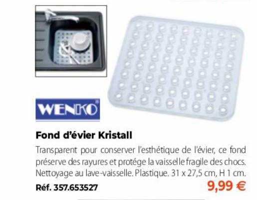 fond d'évier kristall wenko