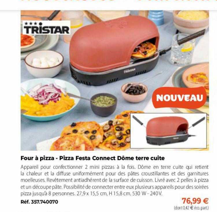 four à pizza - pizza festa connect dôme terre cuite tristar