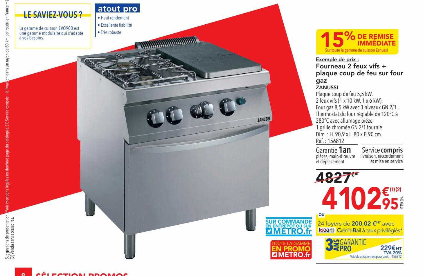 fourneau 2 feux vifs + plaque coup de feu sur four gaz zanussi