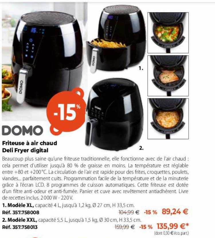 friteuse à air chaud deli fryer digital domo