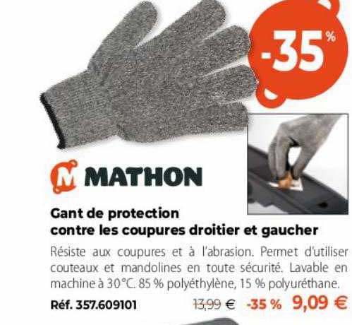 gant de protection contre les coupures droitier et gaucher mathon
