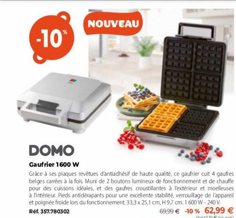 gaufrier 1600w domo