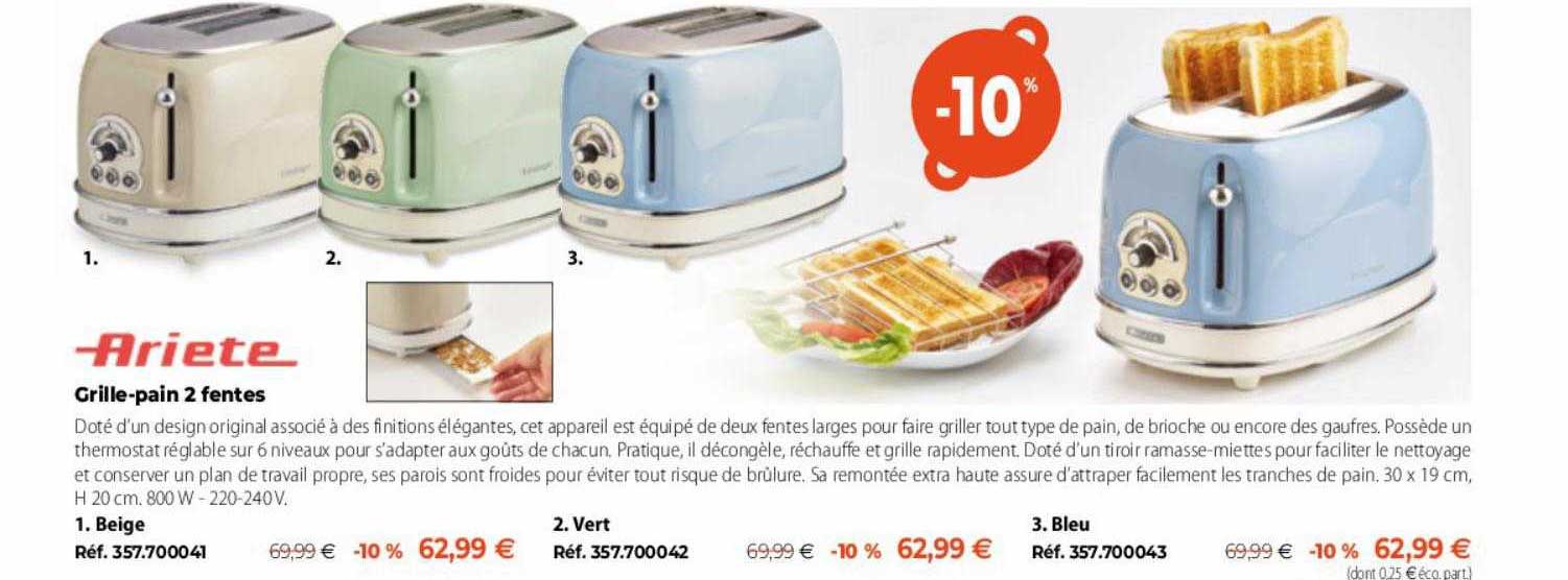 grille-pain 2 fentes ariete