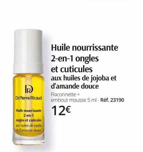 huile nourrissante 2-en-1 ongles et cuticules aux huiles de jojoba et d'amande douce