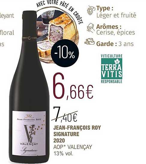 jean-françois roy signature 2020 aop valençay 13% vol.