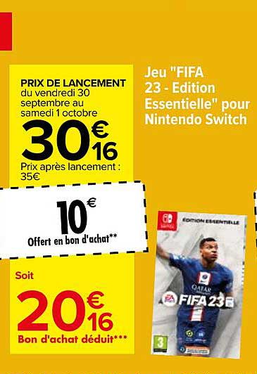 jeu "fifa 23 - édition essentielle" pour nintendo switch