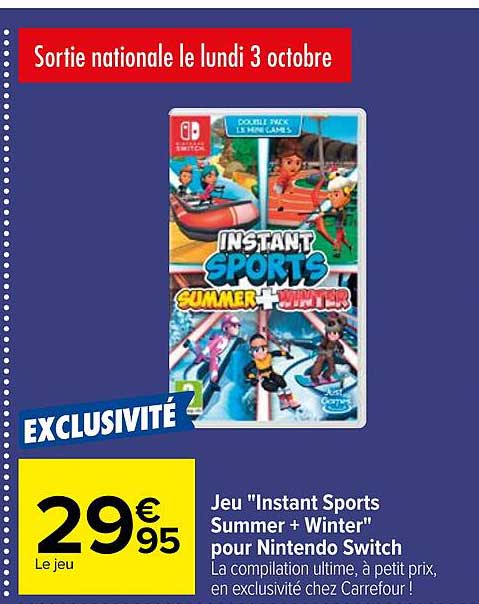 jeu "instant sports summer + winter" pour nintendo switch